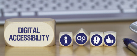 A line of icons around digital accessibility 