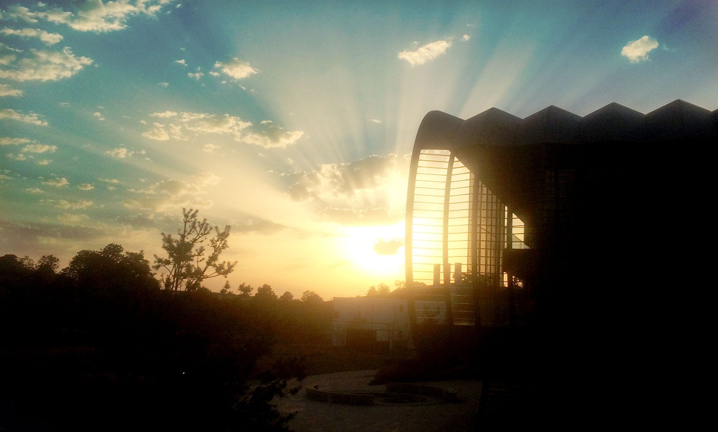 A sunset over the Wellcome Genome Campus in Hinxton. 